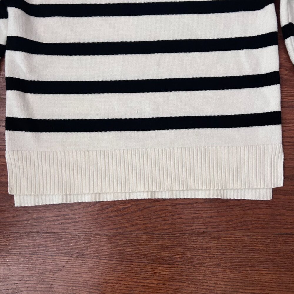 French Connection Striped Crewneck Sweater Size Small Drop Shoulder - Picture 4 of 10